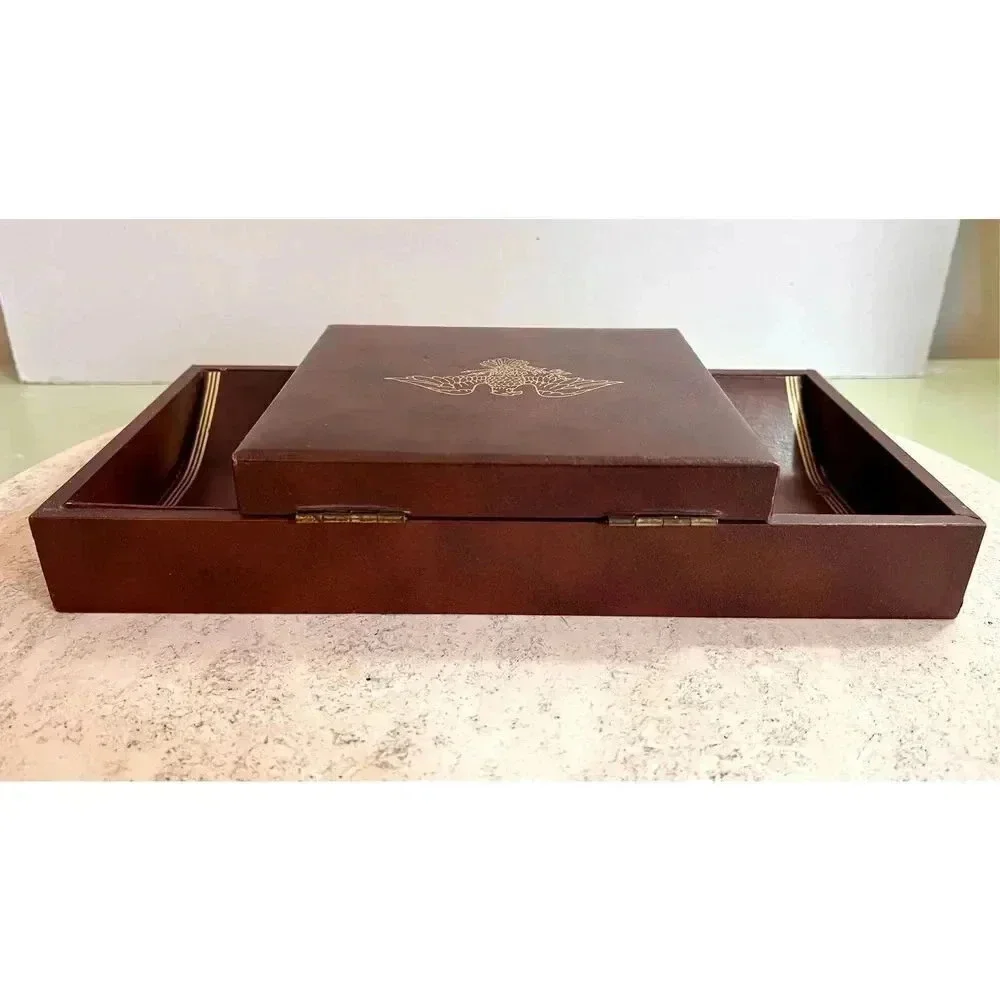 Brown Fantastic Vintage Condition Leather Like Fabric Jewelry Box‎